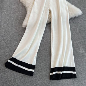 Set di moda donna senza maniche Slim <span class=keywords><strong>maglia</strong></span> bianca Top Casual <span class=keywords><strong>pantaloni</strong></span> dritti due pezzi - Product Image 6