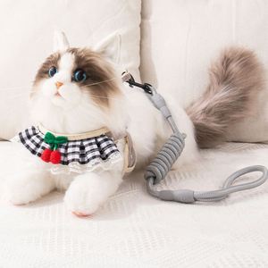 ชุดสายรัดสุนัขแบบน่ารัก 4 สี พร้อมบราและเชือกจูงแบบสวยงาม สายรัดสัตว์เลี้ยงแบบใหม่สำหรับแมว พร้อมสายจูง - Product Image 4