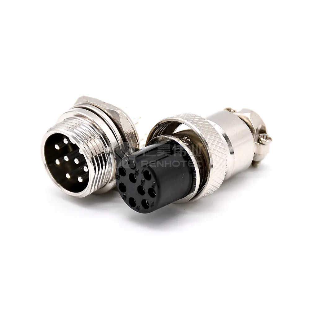 Circular GX16 Plug and Socket 9 Pin Aviation GX16 Standard Connector Metal Screws Male and Female Waterproof Plug