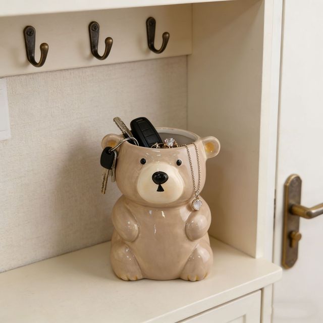 Custom Ceramic High-Value Cartoon Animal Internet-Famous Little Bear Entryway Storage Canister Cross-Border Hot-Selling Modern
