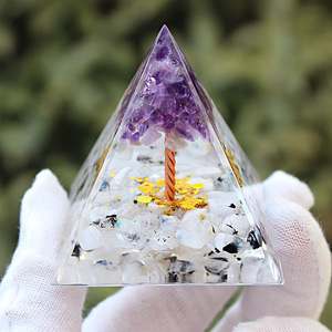Amethyst <b>Tree</b> <b>Crystal</b> Pyramid Epoxy Resin Home Decoration Desktop Ornament 5cm 6cm - Product Image 1