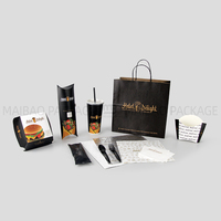 Serie de envasado de comida rápida personalizada, caja de hamburguesas con patatas fritas, caja de papel Shawarma Burrito, tazas de jugo de Cola, bolsas de papel Kraft para llevar