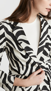 Nuevo diseño con cuello entallado manga larga estampado de <span class=keywords><strong>cebra</strong></span> un botón Casual <span class=keywords><strong>Blazer</strong></span> para mujer - Product Image 6