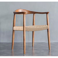 Chaise de salle à manger commerciale en bois nordique avec corde, chaise moderne en rotin Oka pour restaurant, café, hôtel