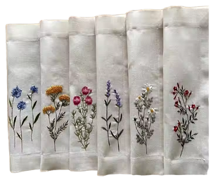 Embroidered Cotton Napkins Set Of 6 Handmade Floral <b>Table</b> Decor Pastoral Style Rectangle <b>Cloth</b> Napkins For Home Use - Product Image 1