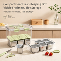 Boîte alimentaire portable grande capacité en acier inoxydable 304 avec poignée pour pique-nique en extérieur, boîte de rangement pour aliments de pique-nique