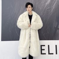 Manteau long en fausse fourrure pour homme, automne/hiver ; Veste matelassée élégante et stylée avec doublure en fausse fourrure de renard, poches intégrées pour rester au chaud