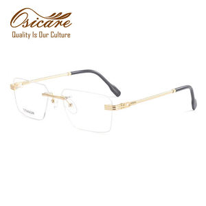 50032 Occhiali da Vista di Lusso Personalizzati con Logo, Montatura Senza Bordi in Titanio per Uomo, Vendita all'Ingrosso - Product Image 1