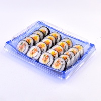 Nouvelle conception, boîte d'emballage pour sushis jetable, durable, bleue, écologique, en plastique PET, avec couvercles