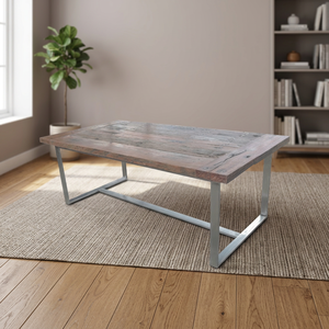 Table à manger en bois de chemin de fer recyclé avec pieds en acier inoxydable Marque DEKOR ASIA 240x100x76cm - Product Image 3
