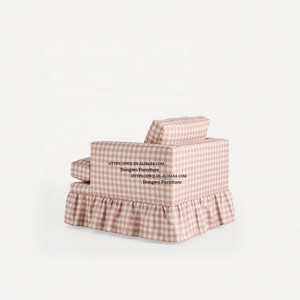 Juego de Sillones de Salón Tapizados en Lino Rosa Suave de Estilo Europeo para Apartamento u Hotel, Sofás en Venta - Product Image 5