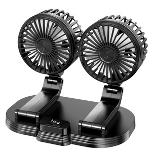 Ventilador de coche de doble cabezal con puerto USB, flujo de aire de alta potencia para camiones, coches, furgonetas, refrigeración interior, ventilador eléctrico de oficina - Product Image 1