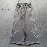 Ensemble de survêtement streetwear automne personnalisé, comprenant un sweat à capuche zippé intégral et un pantalon large, avec imprimé grimpes et accents en strass, coupe oversize, 2 pièces