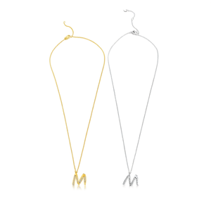 Collar con Colgante de Diamante en Forma de Letra M, Cadena de Acero Inoxidable de 6 mm - Product Image 2