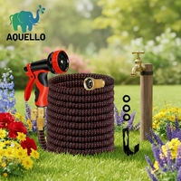 Tuyau d'arrosage extensible léger de 50 m avec pistolet pulvérisateur 10 fonctions en plastique, latex, caoutchouc et polyester pour lavage de voiture