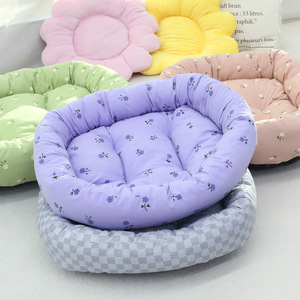 Cat <b>Bed</b> Round Oval Dimple Polyester Fiber Fill Soft Comfortable Pet Sleeping Mat For Cat Four Seasons Use - Product Image 4