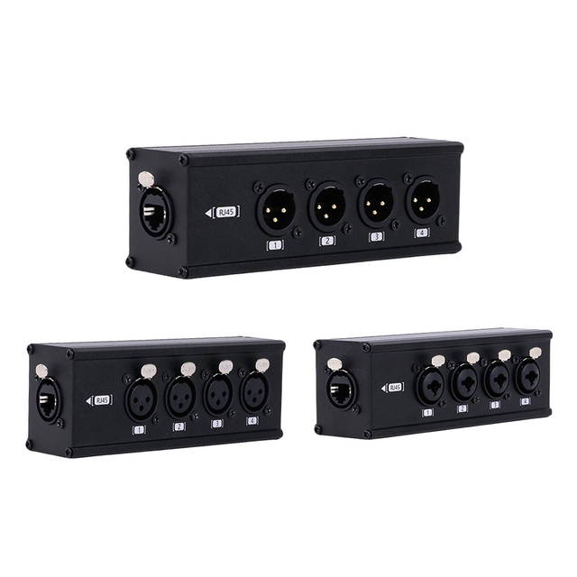 4 Channel Multi Network 3Pin XLR to Ethercon-Compatible RJ45 Cat5 Ethernet Signal Extender for Live Stage,Audio Recording Studio