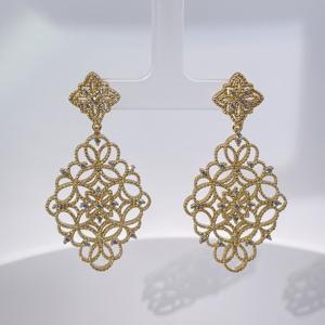 Tianyu GEMS ต่างหูประดับด้วยเพทายชุบทองทองเหลืองหรูหราสไตล์คอร์ทแบบวินเทจ - Product Image 4