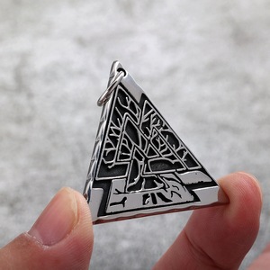 Colgante triangular de acero inoxidable con diseño de árbol de la vida, collar unisex, regalo, joyería - Product Image 2