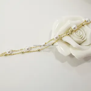 All'ingrosso classico 14K placcato in oro 925 argento bracciale di fidanzamento alla moda gioiello Unisex puro gioiello di perle