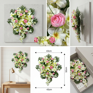 <b>Artificial</b> Floral <b>Bouquet</b> White Frangipani Pink Rose Flower Arrangement Decorative Hanging <b>Bouquet</b> Decorative Wreaths & Swags - Product Image 6