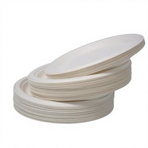 Assiette, bol et boîte à clapet écologiques et biodégradables en pulpe de canne à sucre pour mariage, buffet, pique-nique et fête - Product Image 1