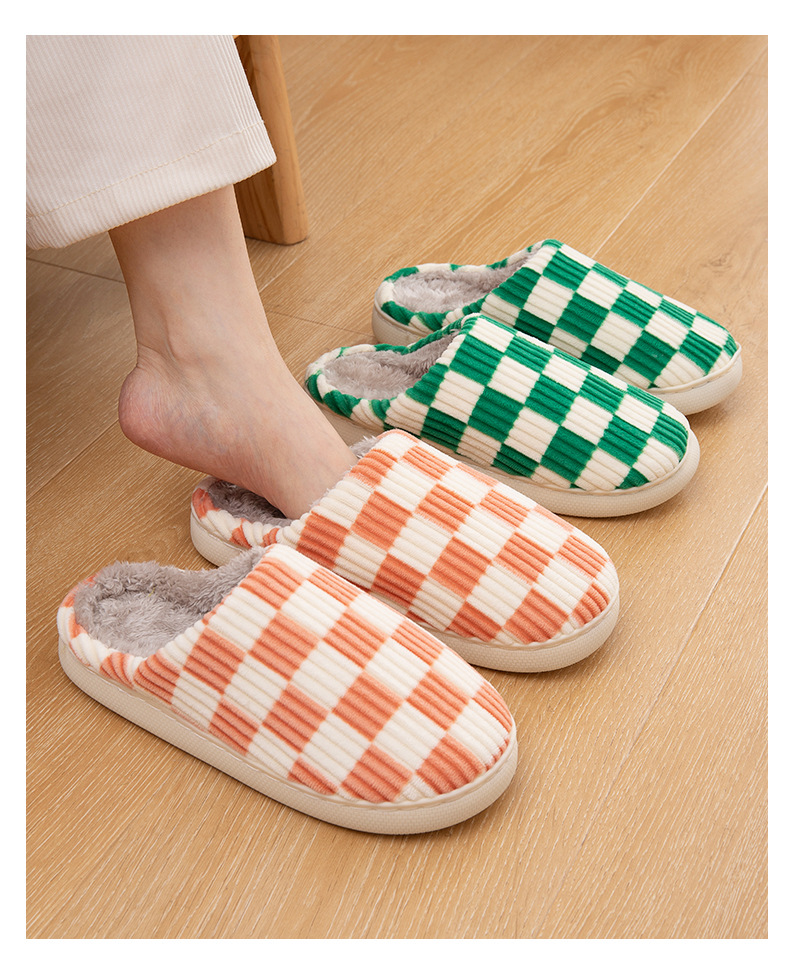 Custom Design Men Cotton Shoes Plush Slippers Winter Waterproof Women House Slippers Wholesale