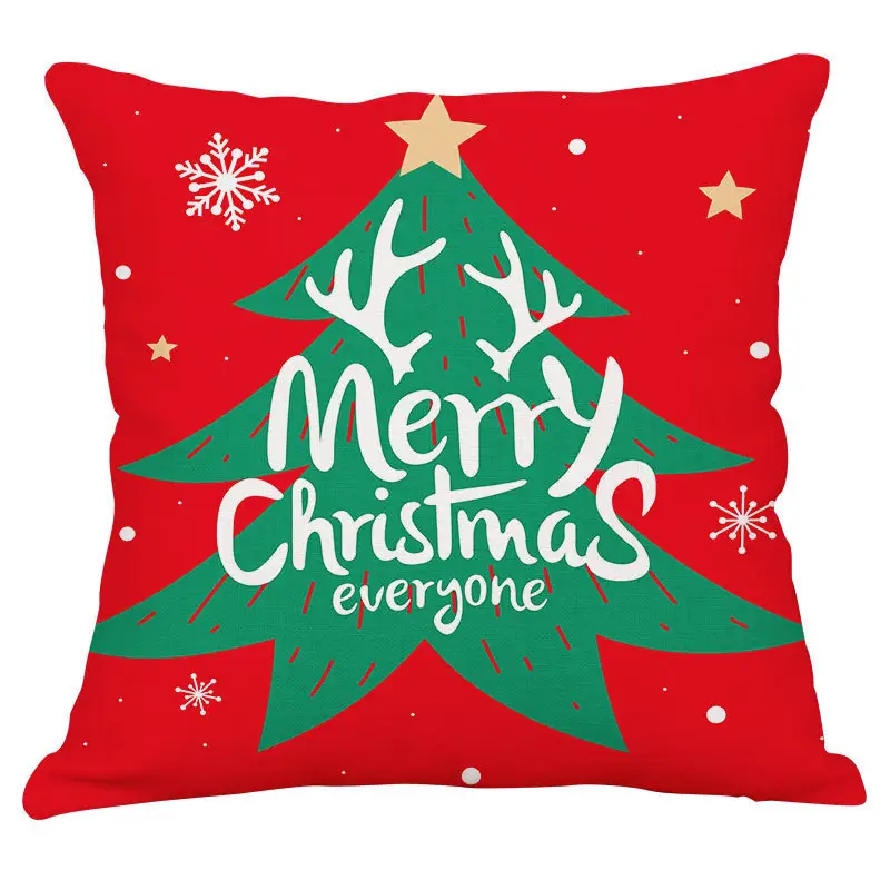 Christmas Home Decor Throw Pillow Covers 18x18 Green and Red Xmas Decorations Sofa Pillowcase Santa Claus Cushion Covers