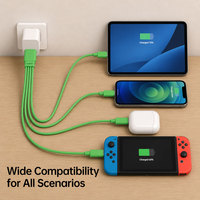 Cable de Carga USB-A a 4 USB C, 4 en 1, Cable Divisor de Alimentación Multipuerto para Estación de Carga, Escuela, Oficina, Restaurante