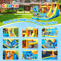 Château gonflable aquatique Cocofish en tissu Oxford pour enfants, parc aquatique extérieur pour jardin, château sauteur gonflable combiné