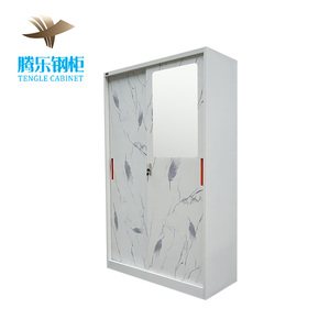 Armoire moderne à portes coulissantes Miroir de meubles en acier et fer Armoires les <span class=keywords><strong>plus</strong></span> proches à 2 portes Armoire métallique élégante pliable Rangement des vêtements - Product Image 6