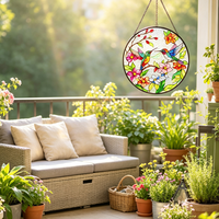 Attrape-soleil en vitrail suspendu pour fenêtre, attrape-soleil colibri de 10 pouces pour intérieur, décoration artistique de fenêtre en verre