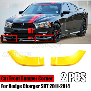 Une paire d'embouts de pare-chocs avant pour Dodge Charger SRT 2011-2014, diffuseur de spoiler jaune, accessoires ABS - Product Image 1