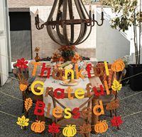 Bannière scintillante « Thankful Grateful Blessed » avec feuilles d'érable, citrouille, dinde, guirlande murale colorée pour la cheminée, pour l'automne et Thanksgiving
