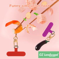 Gantungan Kunci Mini Universal Bentuk Bunga Terong Udang Simulasi Lucu, Patch Kain Custom untuk Handphone