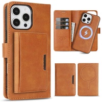 Étui de protection pour 17 Pro Max avec recharge sans fil, en cuir PU animalier, trois-en-un, porte-cartes, support magnétique invisible