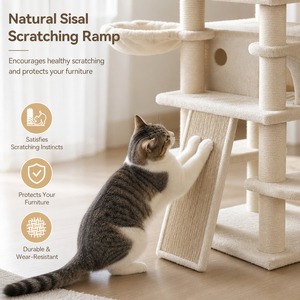 Arbre à chat de 173 cm avec hamac, rampe à gratter en sisal, plusieurs niveaux, livraison rapide UE depuis la Pologne - Product Image 5