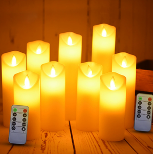 Bougies sans flamme à piles <span class=keywords><strong>LED</strong></span> en cire, avec télécommande 10 touches et minuterie, bougies coniques scintillantes pour mariage - Product Image 1