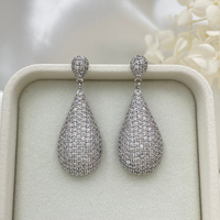 Boucles d'oreilles pendantes de luxe en zircon cubique pavé, forme goutte d'eau, pour femme, élégantes, pour mariage, cristal en forme de goutte d'eau