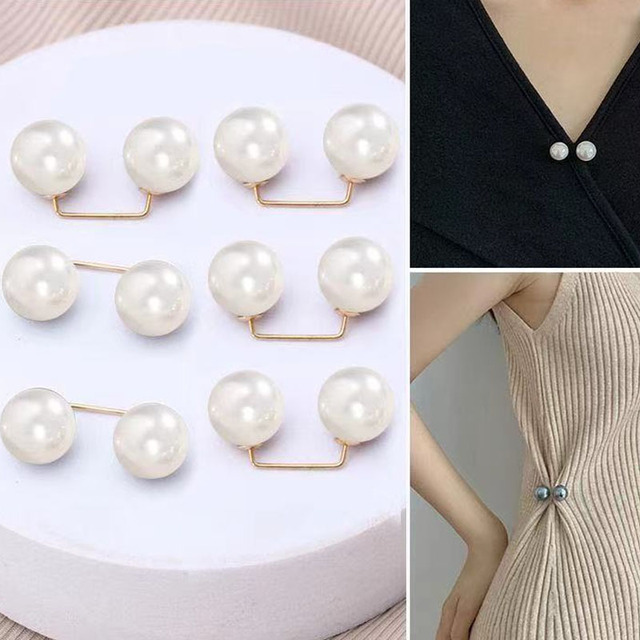 High Quality Fashion Men's and Women's 1.2cm Bead Clothing Anti Glare Brooch Waist Buckle Versatile Decorative Pin Accessories