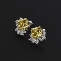 MUSHAN Schmuckfabrik S925 Sterling Silber Blumen 5 Karat Quadrat 10*10mm Hochkarätiger Diamant-Ohrstecker Vielseitiges Geschenk