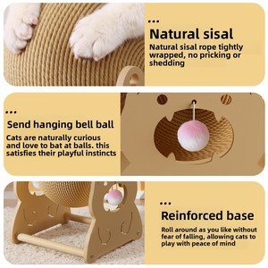 Roller <b>Scratching</b> Ball Toy Cartoon Pet <b>Scratching</b> <b>Post</b> Self-Entertaining Boredom-Busting Indoor Wood Ball - Product Image 4