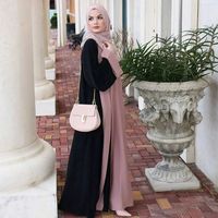 Abaya cardigan pour femmes musulmanes traditionnelles vintage, robe 2 pièces en polyester à la mode avec motif patchwork