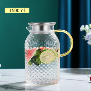 Jarra de Vidrio de Borosilicato de Alta Resistencia para Agua Fría, 1800ml, Grande, Transparente, Ámbar, para Leche, Jugo, Camping, Tetera de Vidrio - Product Image 6