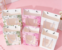 Sacs cadeaux en papier écologiques faits à la main avec fenêtre florale et poignée en ruban - Vietnam pour emballage de luxe sur mesure certifié