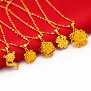 Модные ювелирные изделия ожерелье высокого качества 24K позолоченный латунь маленький цветок ожерелье женщин оптом