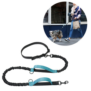 Correa Doble Elástica para Perros, Retráctil de Nailon para Pasear Mascotas, Azul, Negro, Rojo, Naranja, Verde - Product Image 1