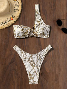 RUIQUWIN - Conjunto de Bikini Sexy de 2 Piezas para Mujer, Estilo Bandeau de Un Hombro, Espalda Descubierta, Traje de Baño, Ropa de Playa, Ecológico - Product Image 4