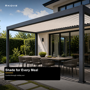 ศาลาอลูมิเนียมอัจฉริยะ RKOVE พร้อมม่านบังแดดแบบมอเตอร์ไฟฟ้า ไฟ LED สีและขนาดตามสั่ง ตัวเลือกกระจกกั้น - Product Image 6