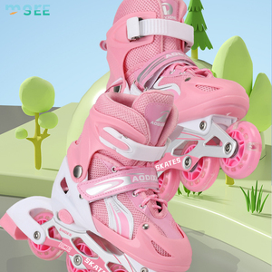 Seemore trẻ em cô gái chàng trai thanh thiếu niên người mới bắt đầu ánh sáng-up bánh xe có thể điều chỉnh trẻ em Inline Giày trượt con lăn với bánh răng bảo vệ - Product Image 2